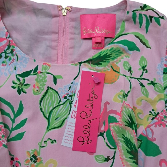 NWT Lilly Pulitzer Lyssa Cotton Midi Dress Womens 12 Pink Cut Out Tiered Pockets - Picture 16 of 16